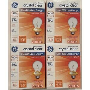 GE - Crystal Clear 40 W Bulbs - 4 Packs/ Total Of 8 Bulbs.